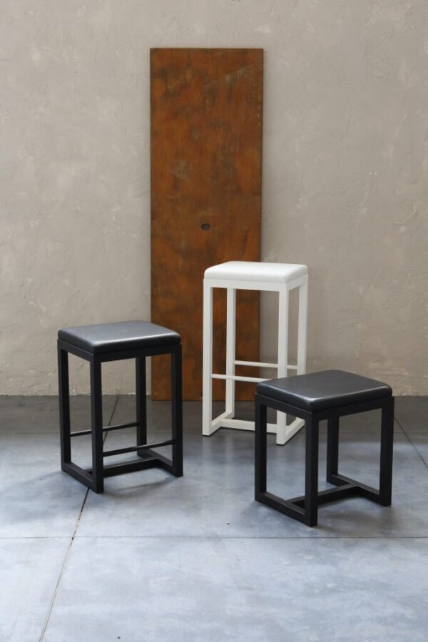barstools in different colors and heights
